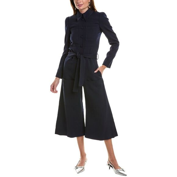 Stella Mccartney WomensClara Wool-Blend Jumpsuit Blue